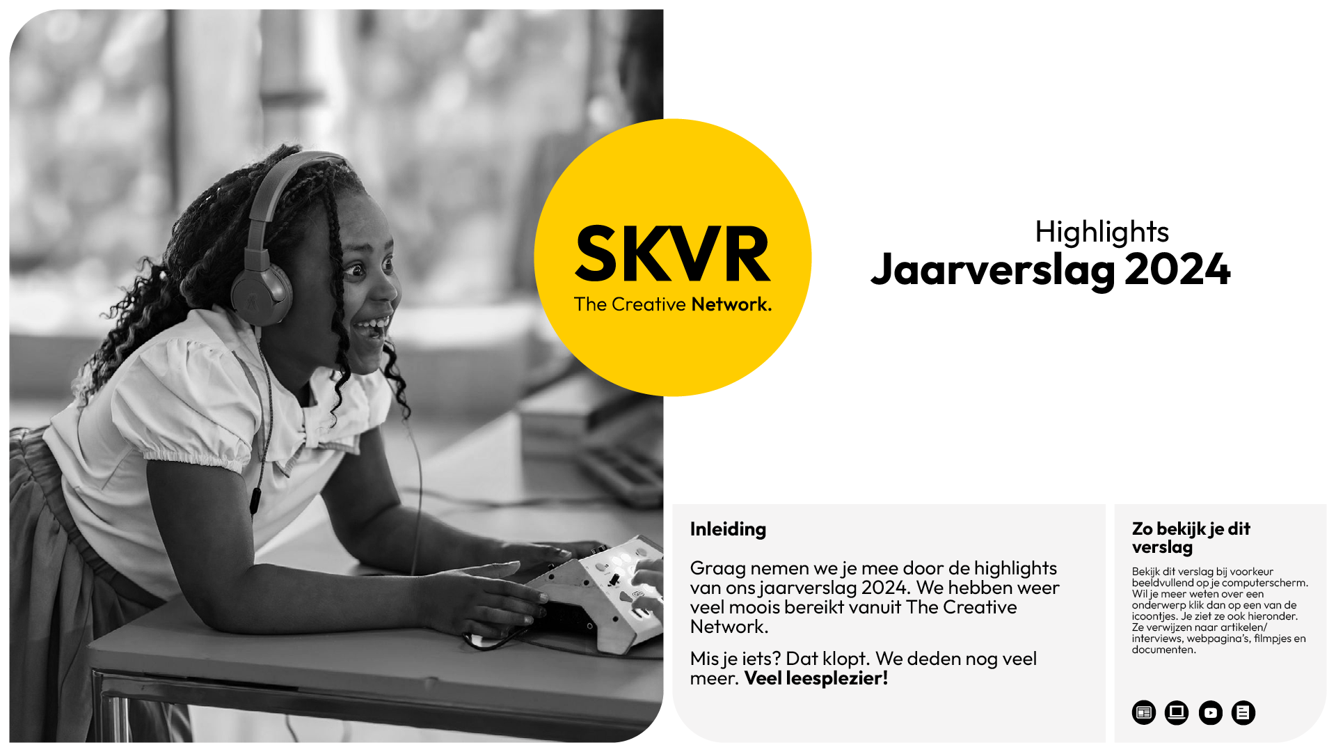 Voorblad Jaarverslag 2024 met lachend kind